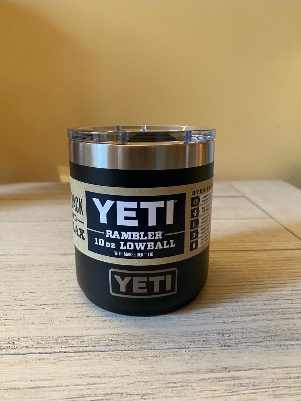 Yeti Rambler 10 oz Lowball - Black with Stainless Steel Rim